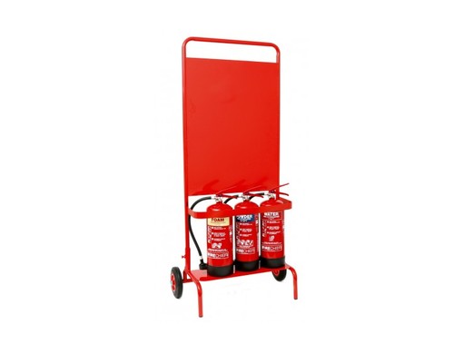 Triple Fire Extinguisher Trolley c/w Back Board