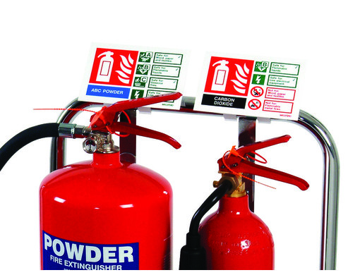 Sign Clip for Tubular Fire Extinguisher Stand