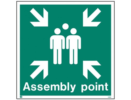 White Fire Assembly Point Sign